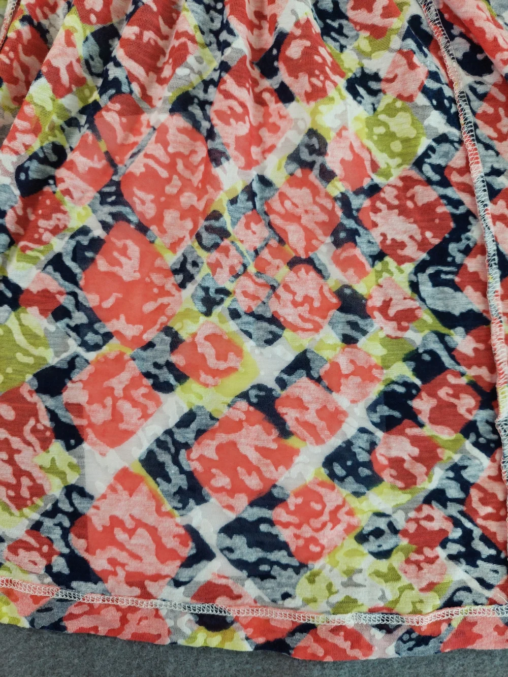 Ruby Rd. Woman 1X Geometric Abstract Open Front Cardigan Coral Blue 3/4 Sleeve - Picture 8 of 9